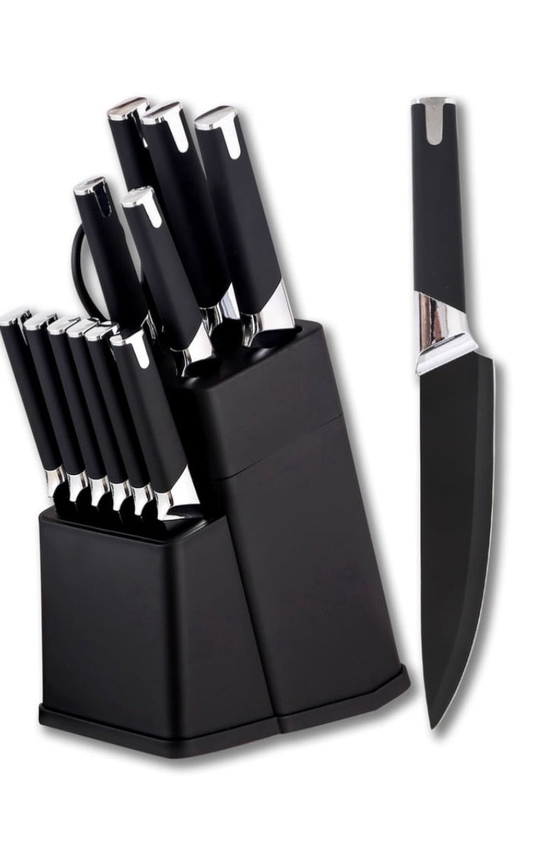 custom kitchen knife set black