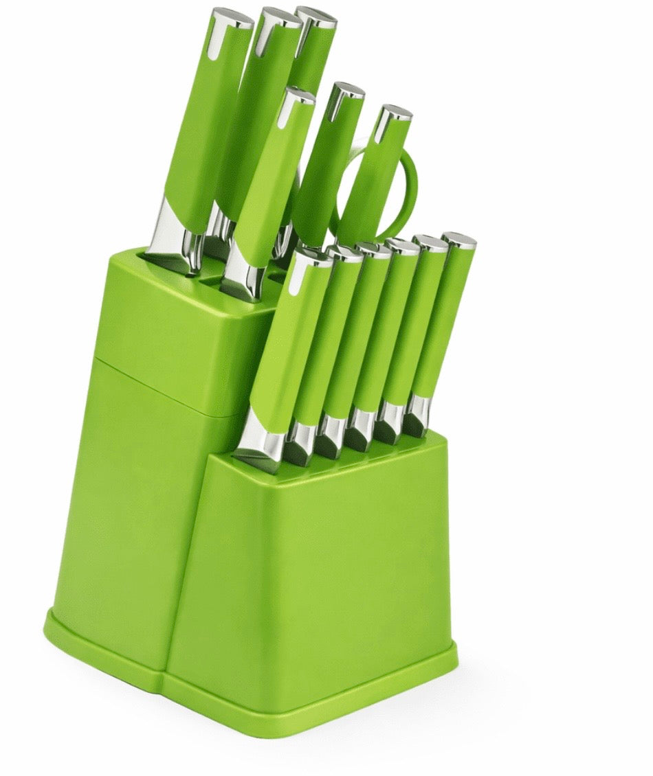 custom kitchen knife set green
